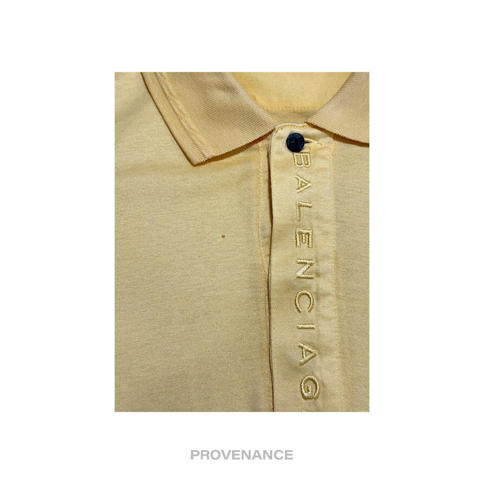 Balenciaga Logo Long Sleeve Polo Shirt - Powder Yellow M - 8