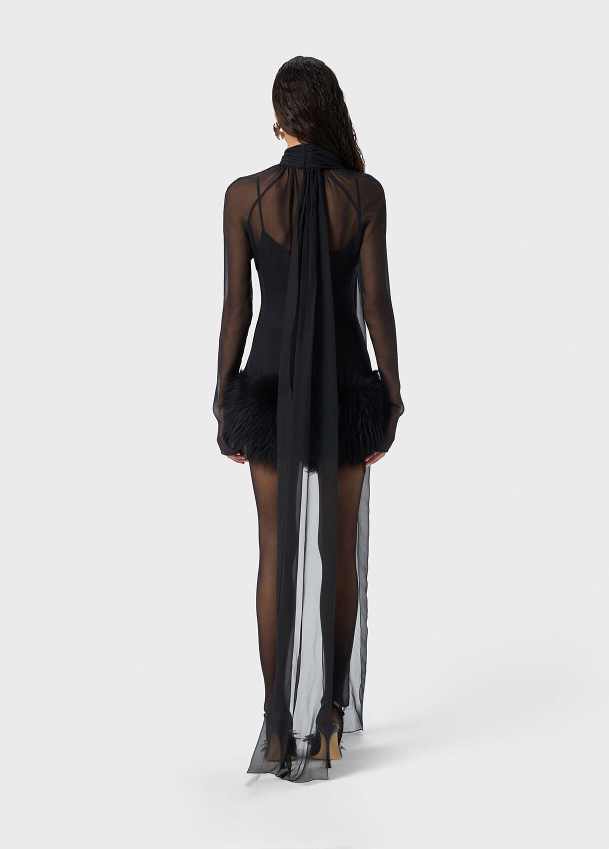 SILK GEORGETTE DRESS WITH FUR - 3