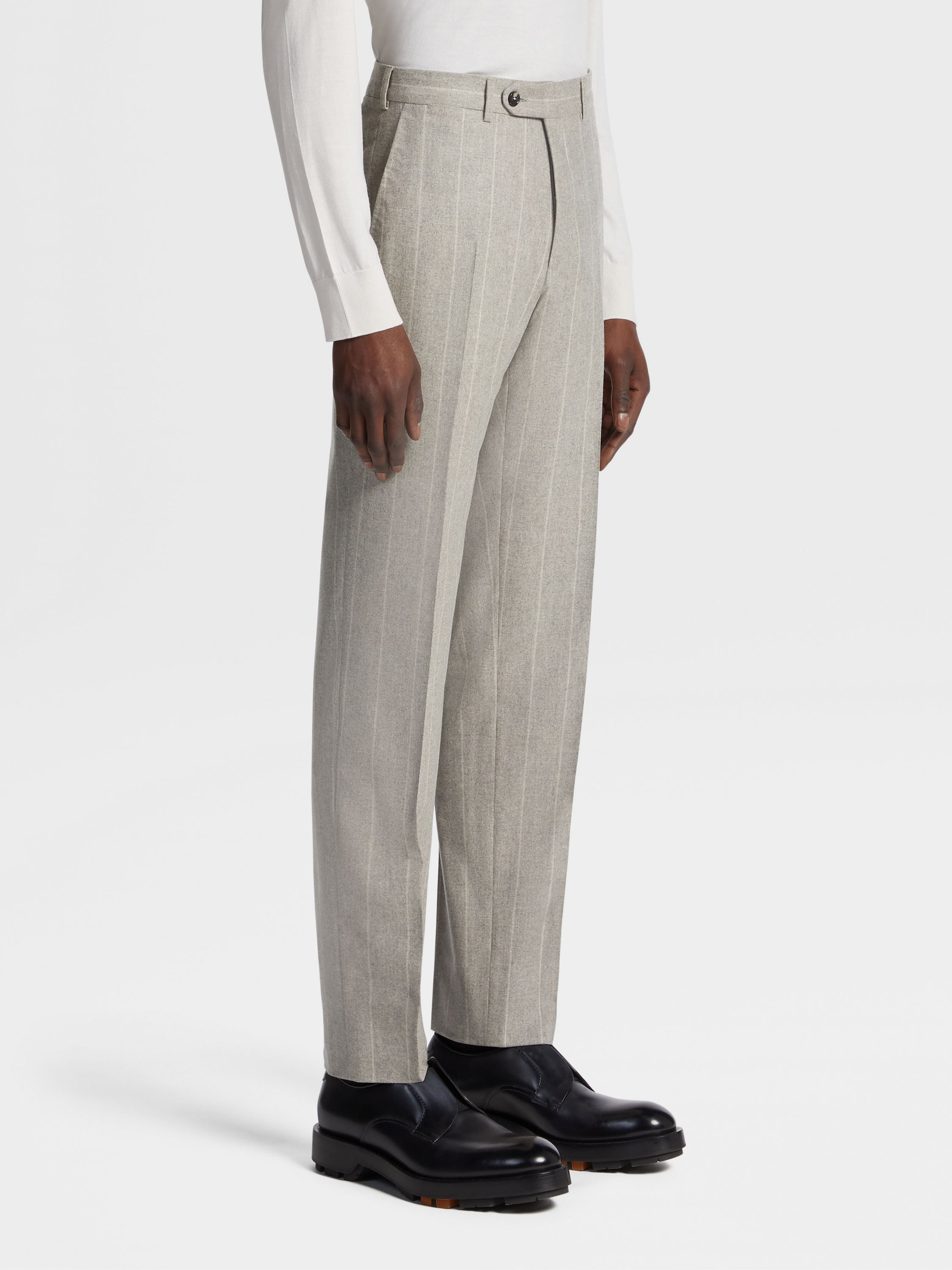LIGHT TAUPE AND IVORY 14MILMIL14 WOOL BLEND SUIT - 5