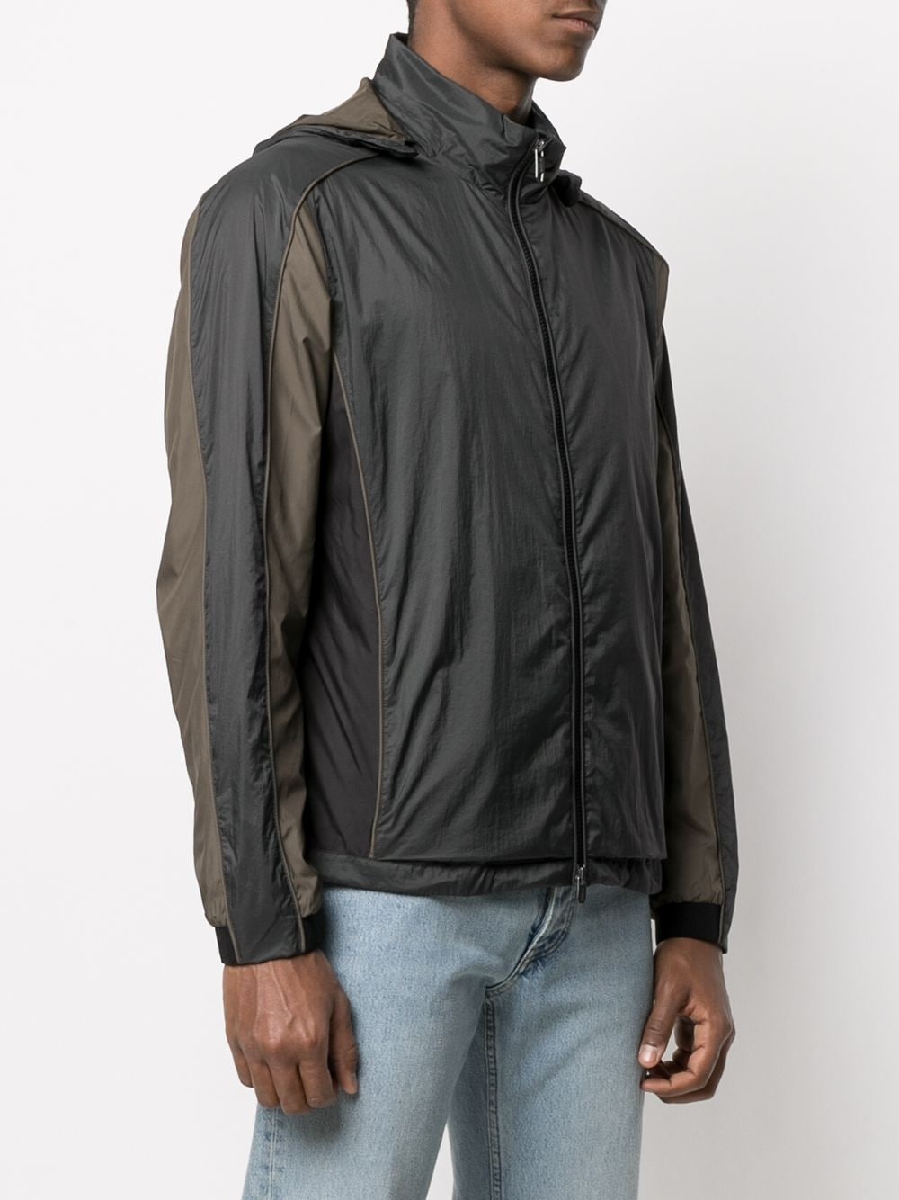 contrast-panel hooded jacket - 3