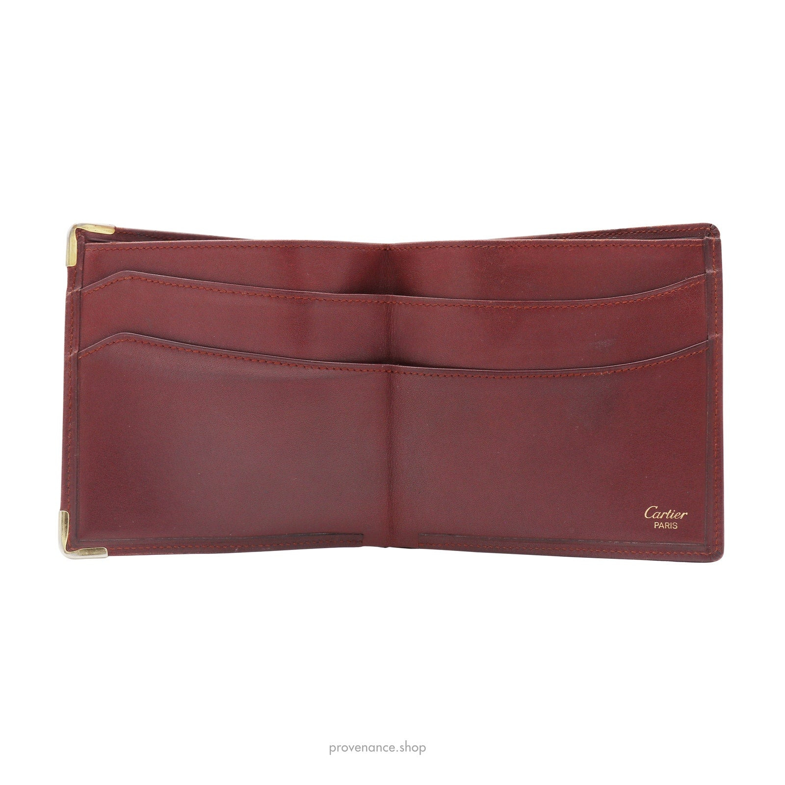 Cartier Bifold Wallet - Burgundy Calfskin Leather - 5