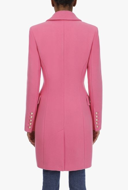 Double-breasted pink wool coat - 9