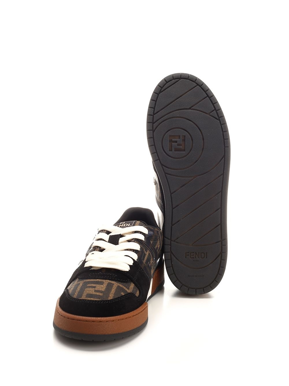 Match Mix Calf Leather + Ff Logo Sneakers Black - 5