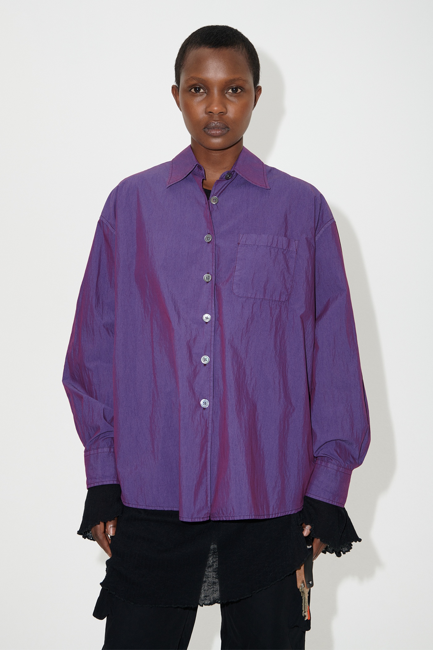 Borrowed Shirt Blackcurrant Parachute Poplin - 3