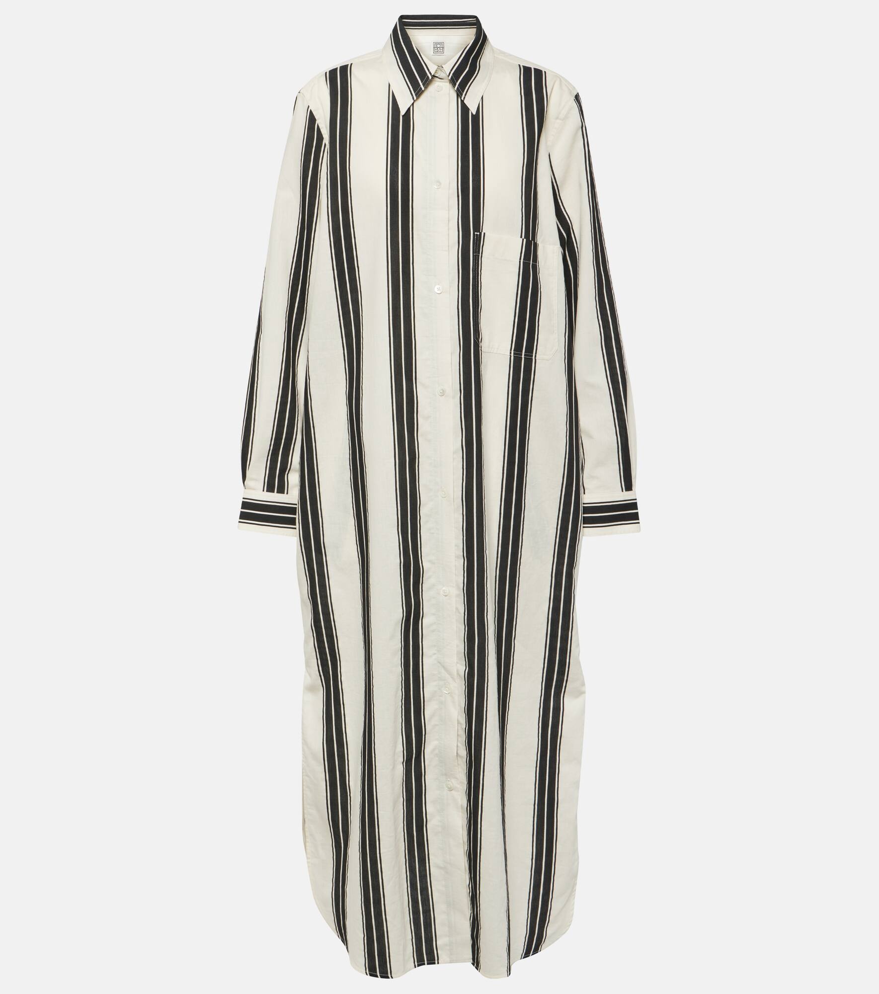 Jacquard striped cotton-blend shirt dress - 1