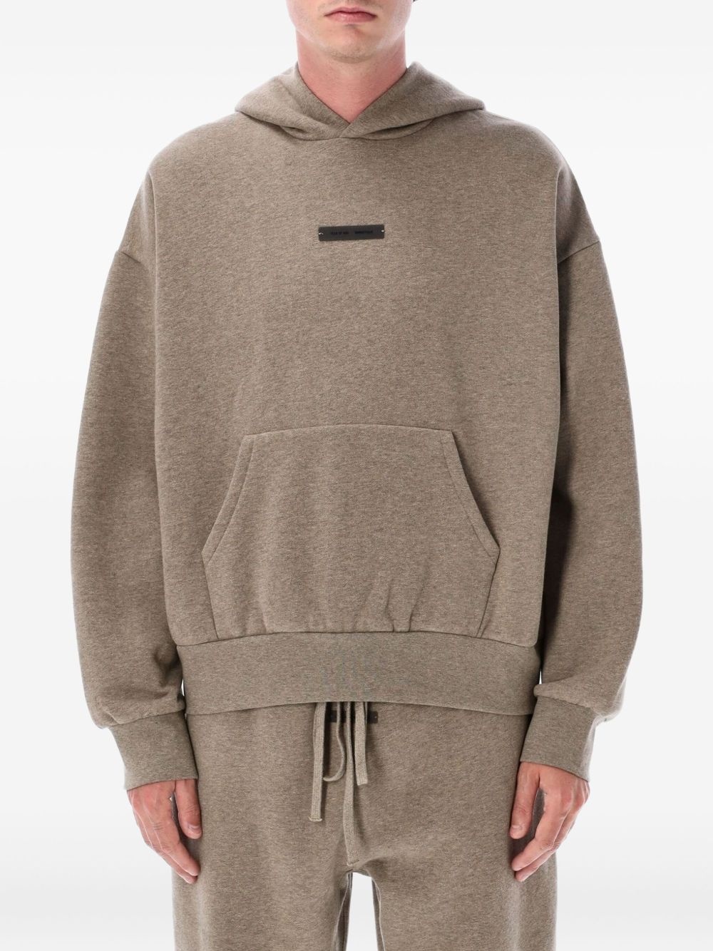 logo-appliqué fleece hoodie - 1