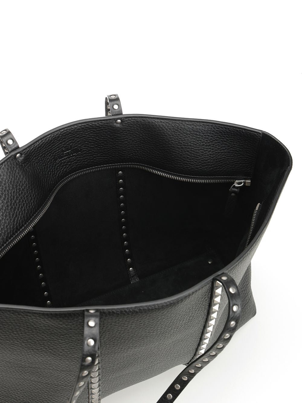 Rockstud Leather Tote Bag Handbags Black - 4