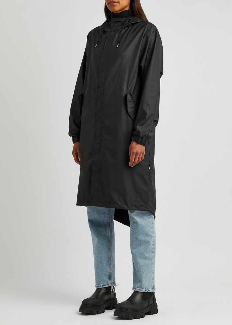 RAINS Fishtail hooded rubberised parka outlook