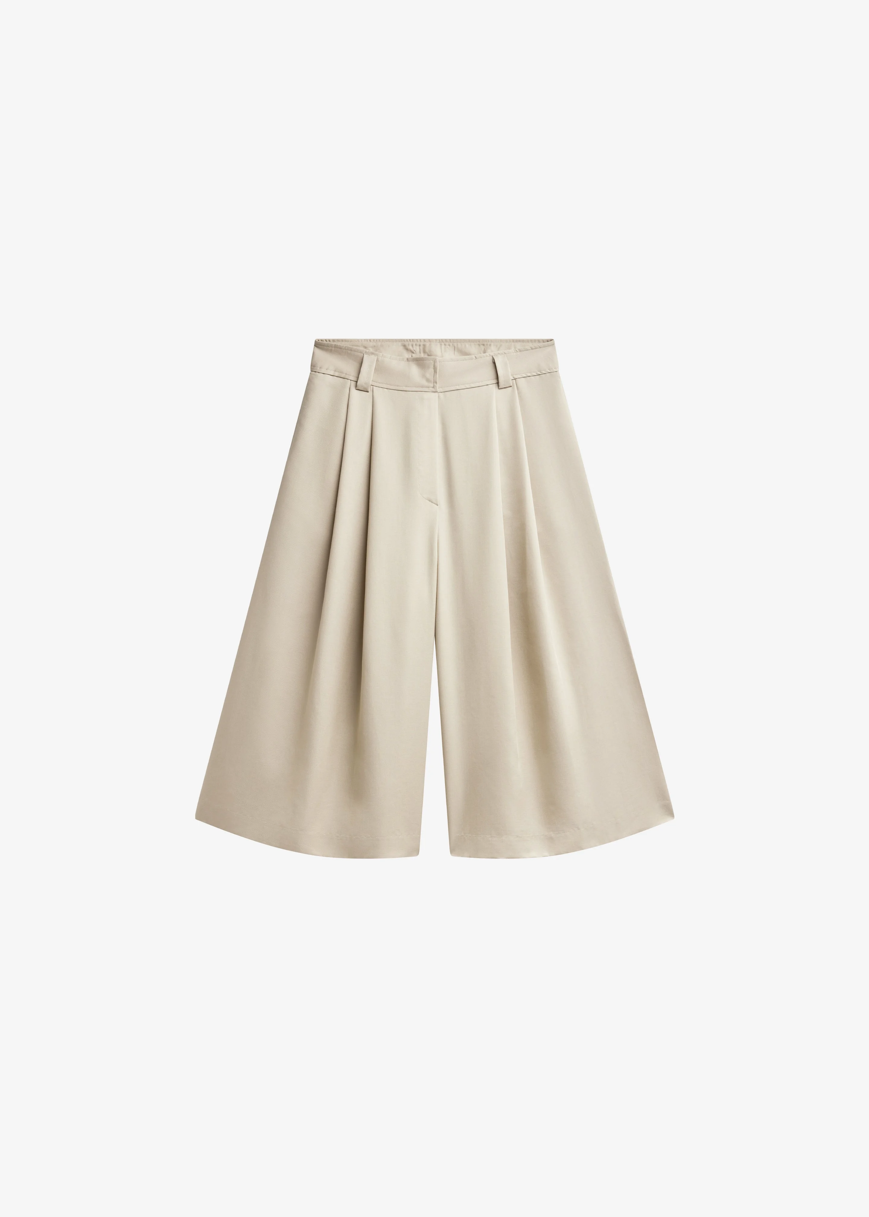 Vorey Pleated Bermuda Shorts - Beige - 1