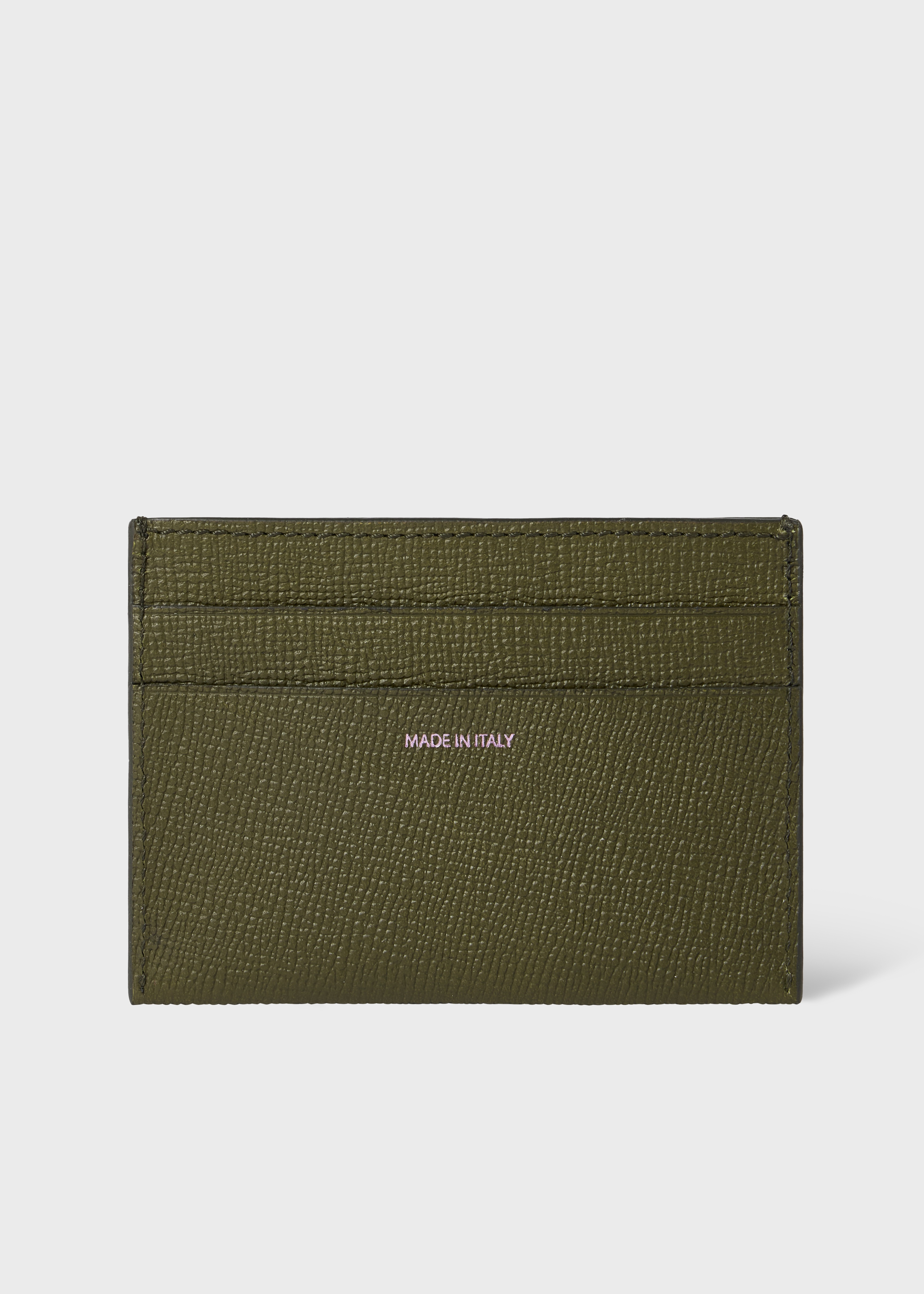 Green 'Floral Street' Grained Leather Card Holder - 2