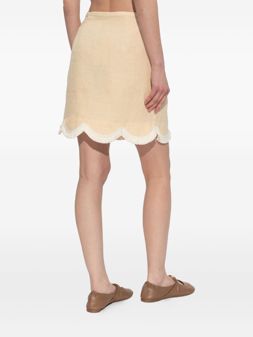 scalloped-hem fringed mini A-line skirt - 4