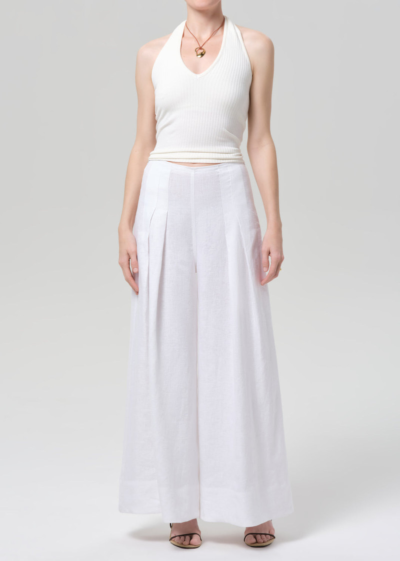 Riviera Cropped Palazzo In White - 1