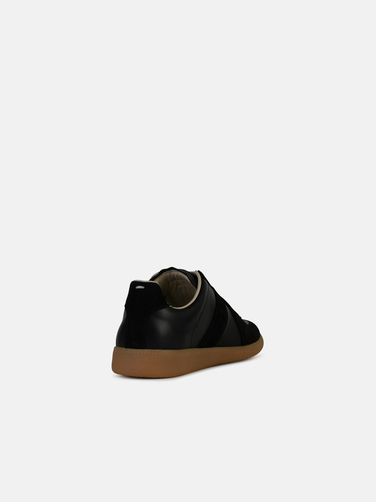 BLACK LEATHER LOW REPLICA SNEAKERS - 3