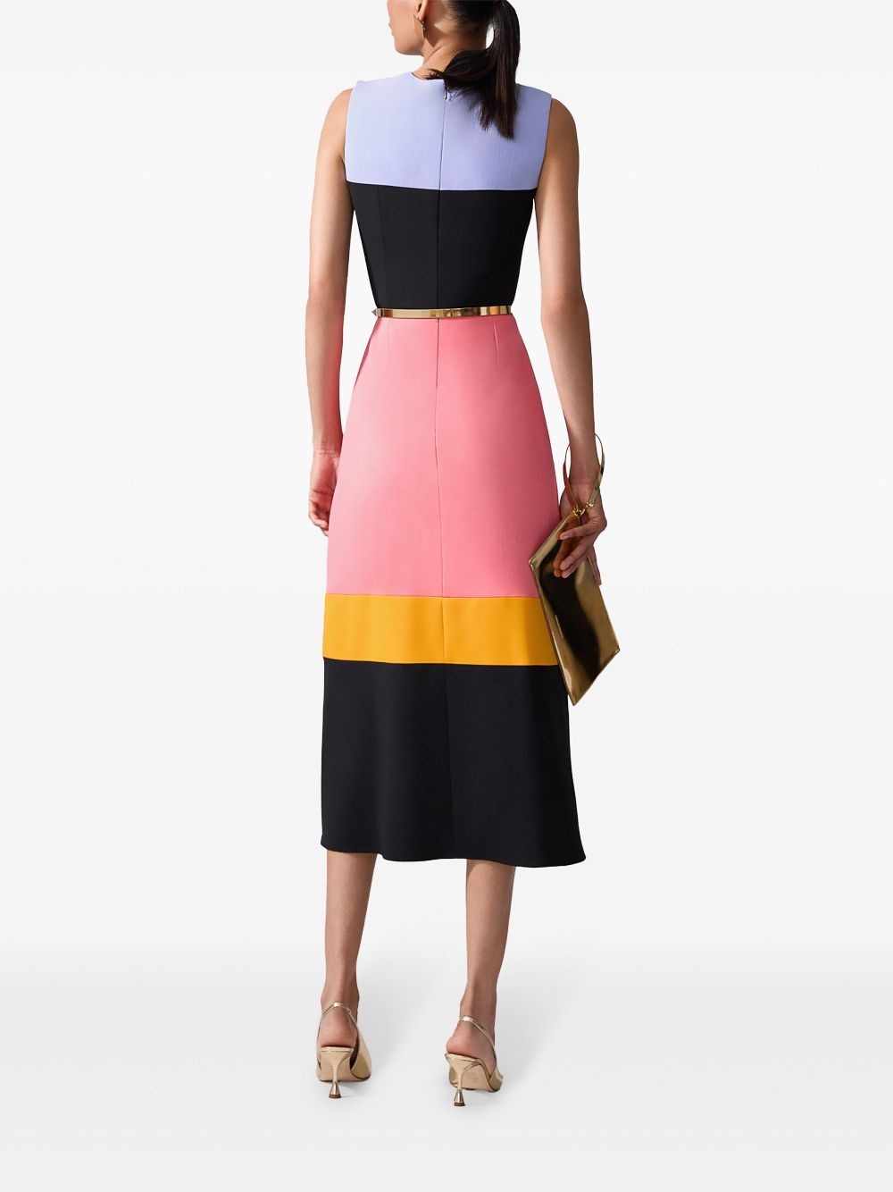 sleeveless colourblock midi dress - 3