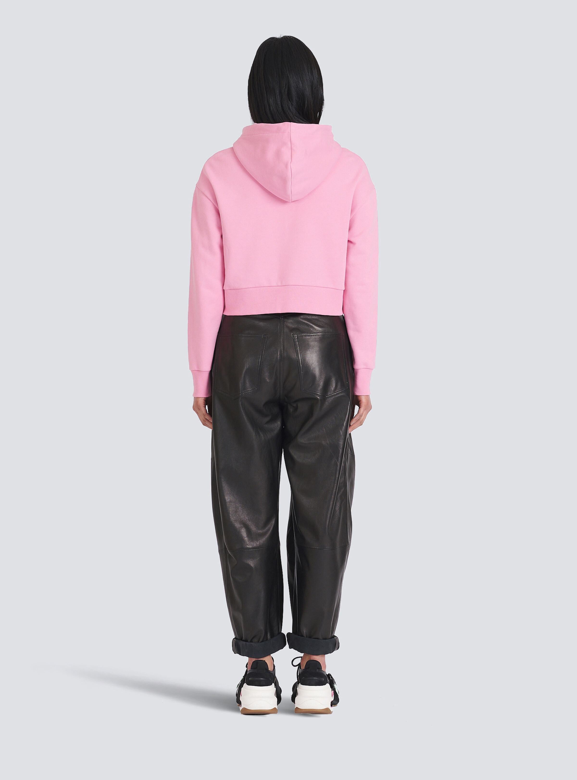 Eco-designed cotton sweatshirt with flocked Balmain logo - 4