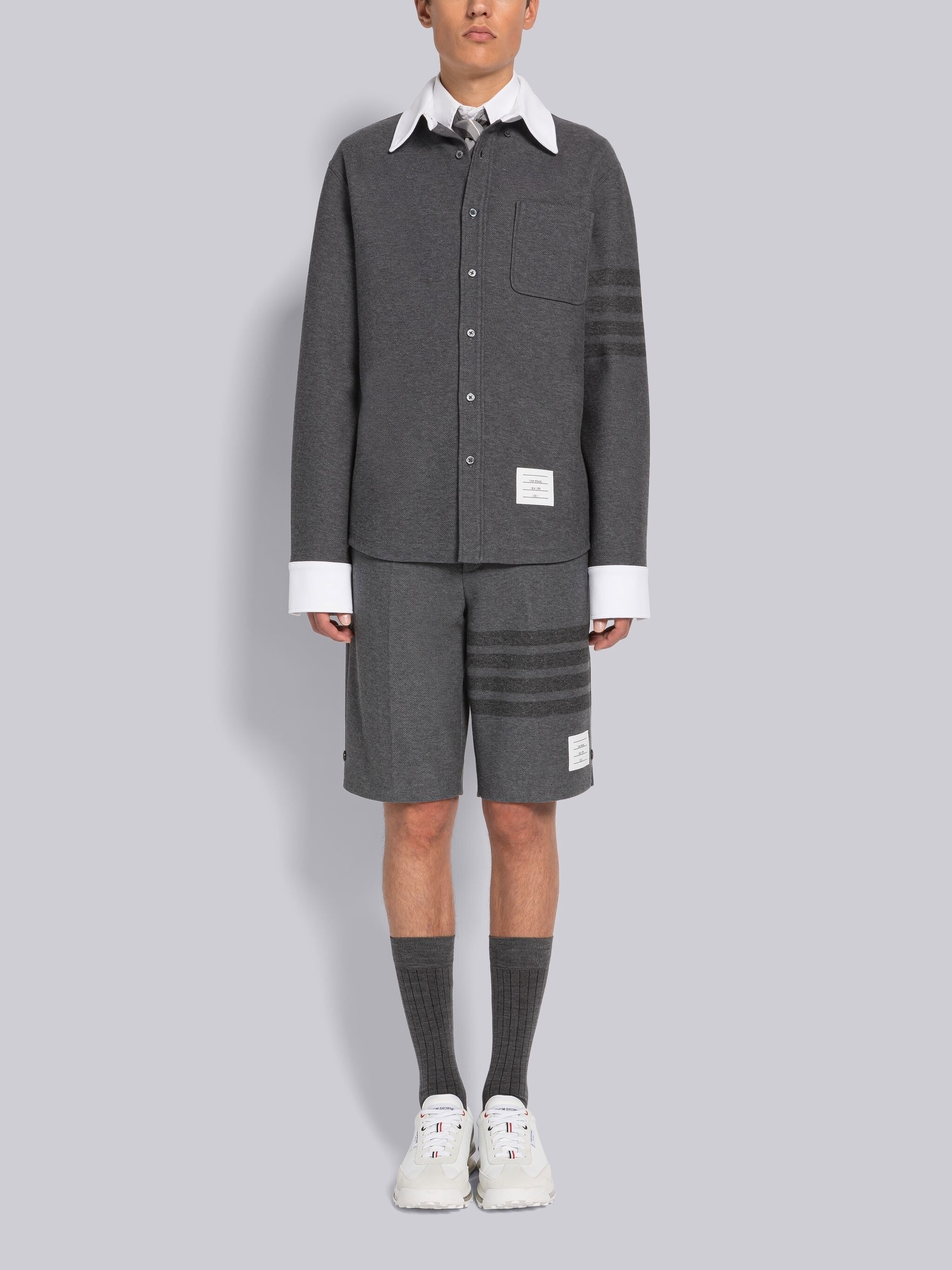 DOUBLE FACE TECH TWILL TONAL 4-BAR BERMUDA SHORTS - 3