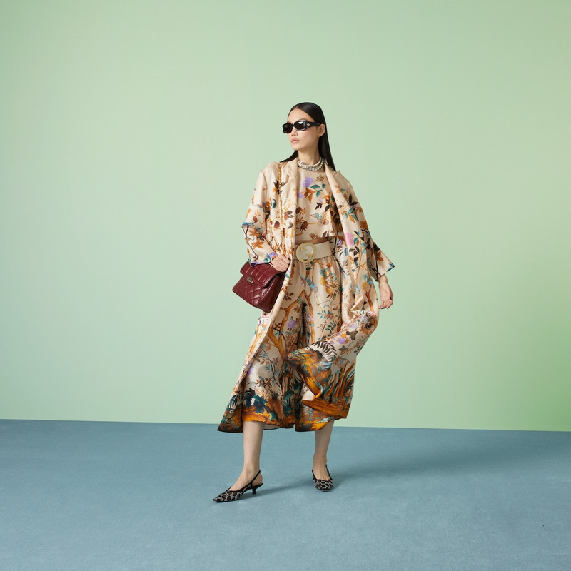 GUCCI Gucci Tian print silk gown outlook