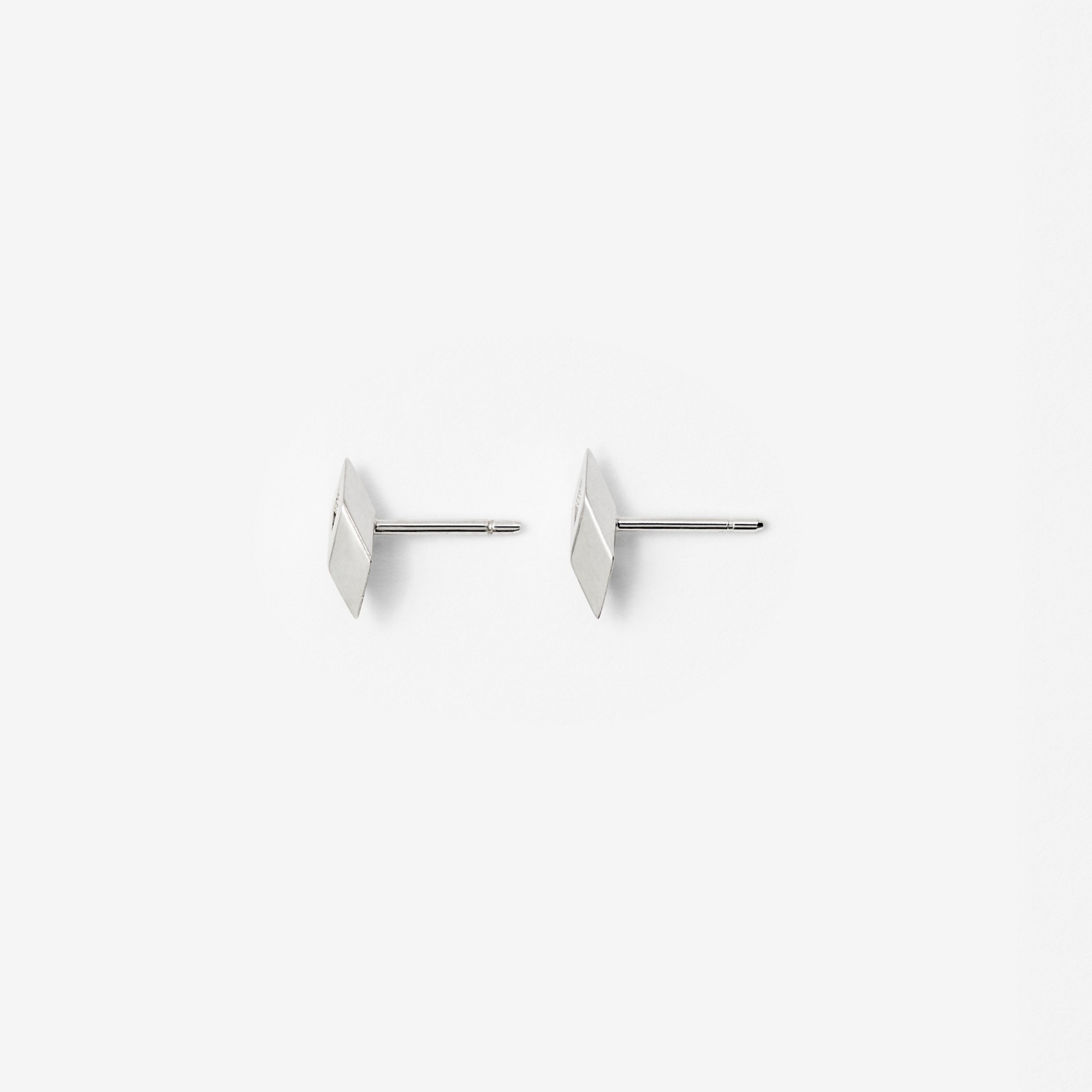 Silver Hollow Stud Earrings - 2