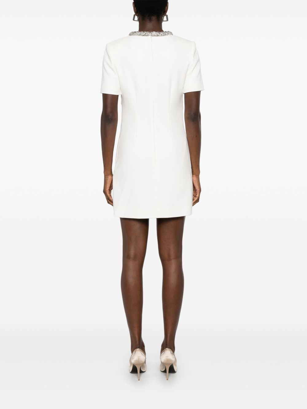 embellished crepe mini dress - 4