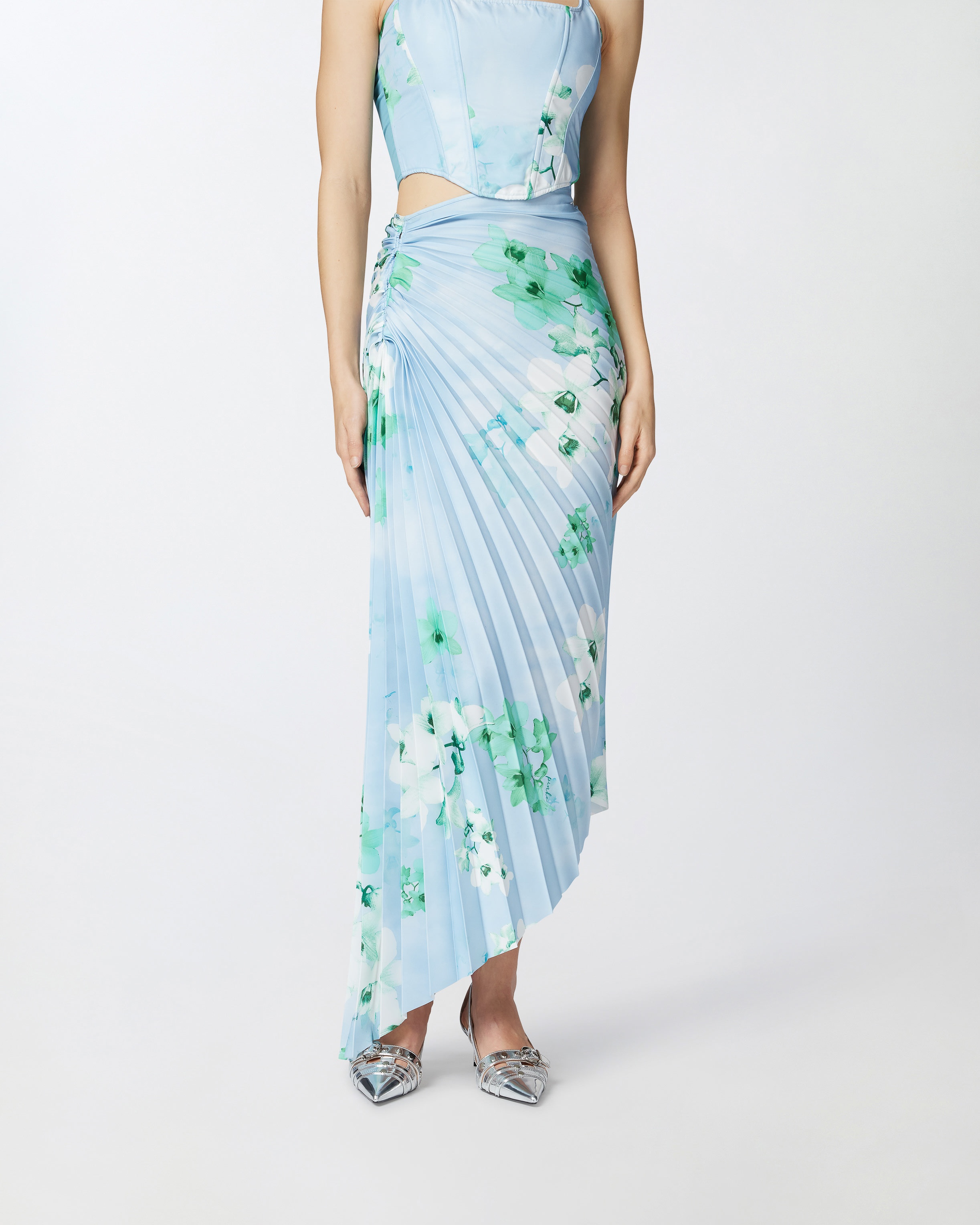 PLEATED MIDI SKIRT WITH FLORAL PRINT - 3