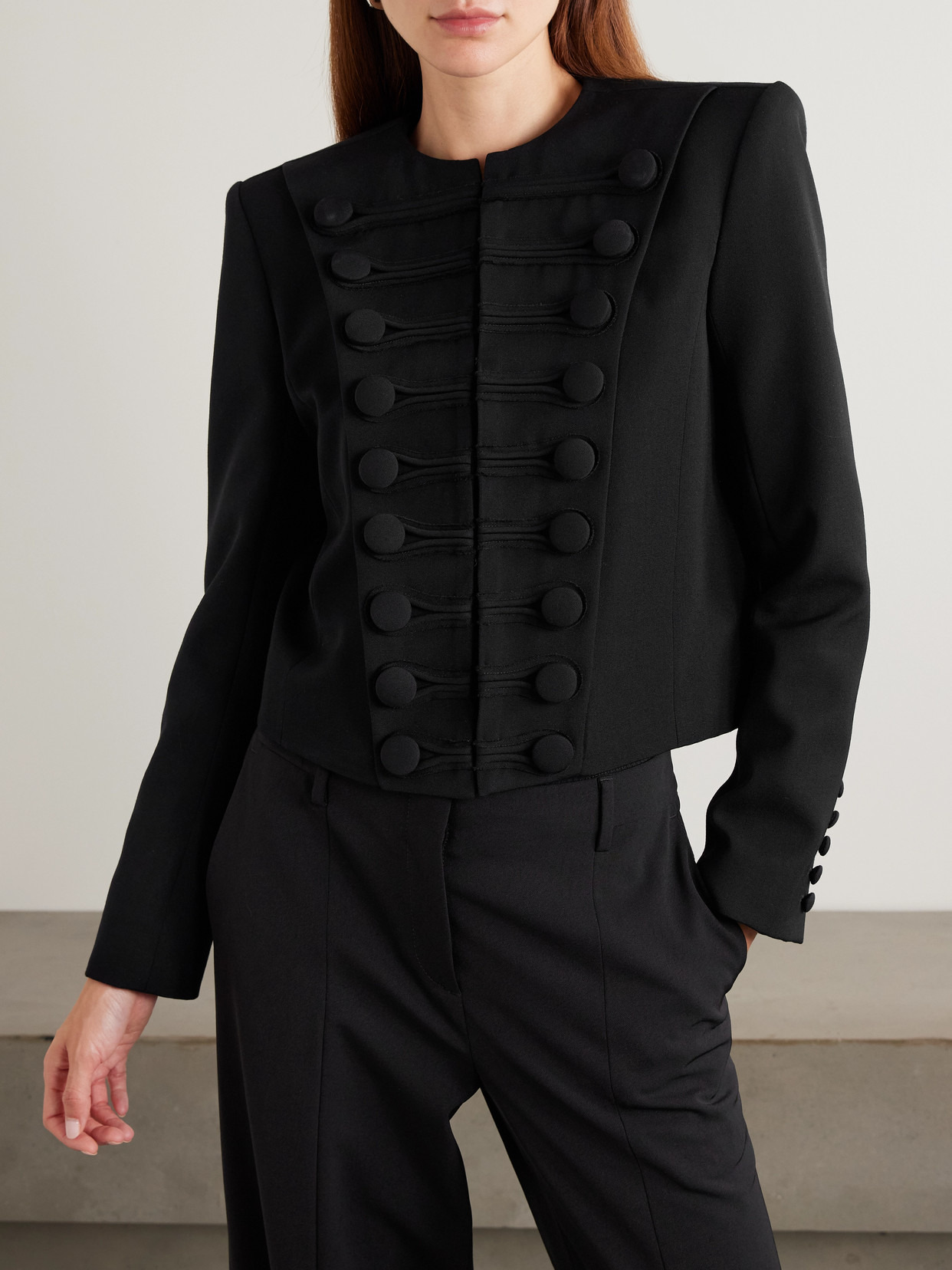 Spencer Button-embellished Grain De Poudre Wool Jacket - 4