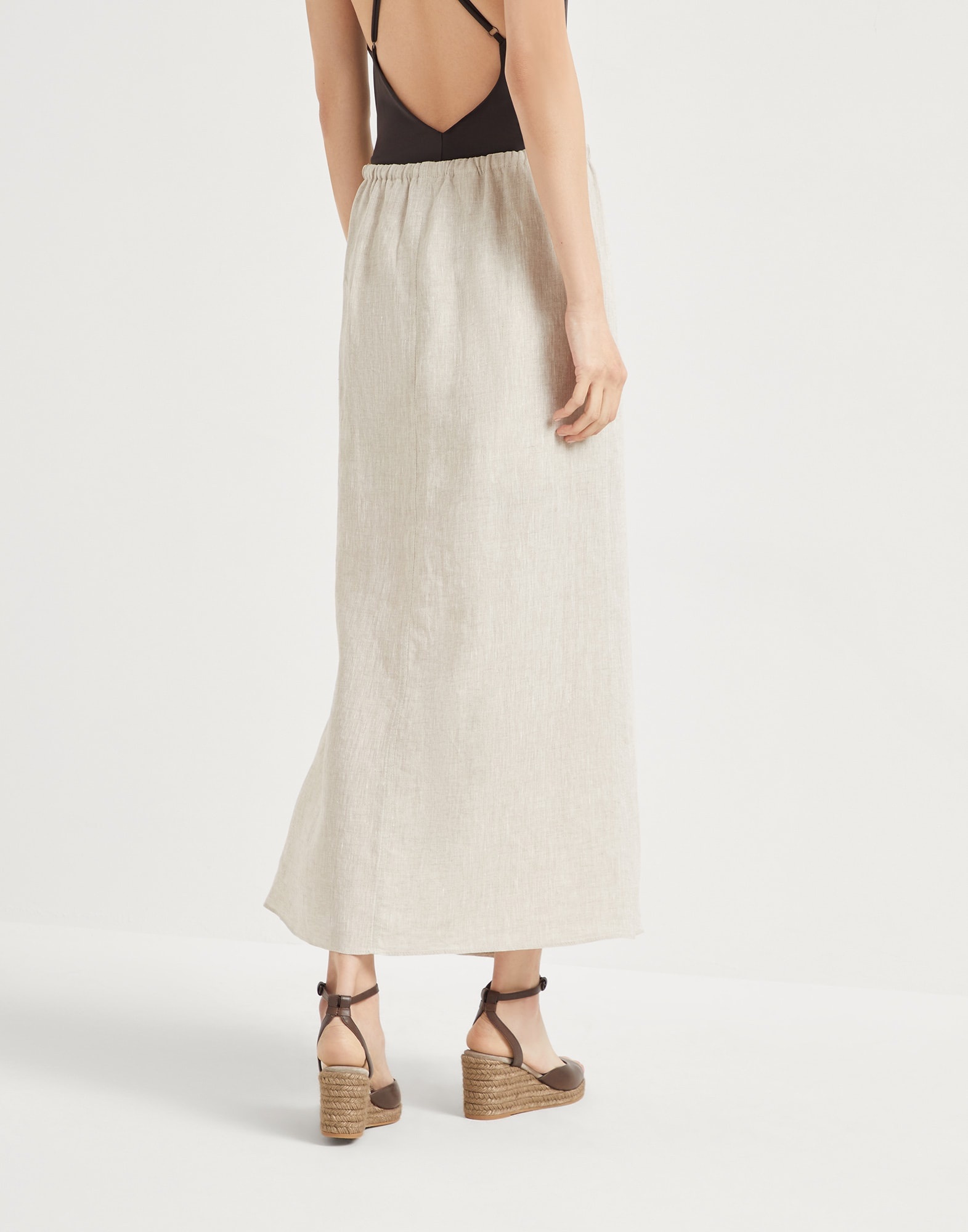 Lightweight linen fluid skirt with monili - 2