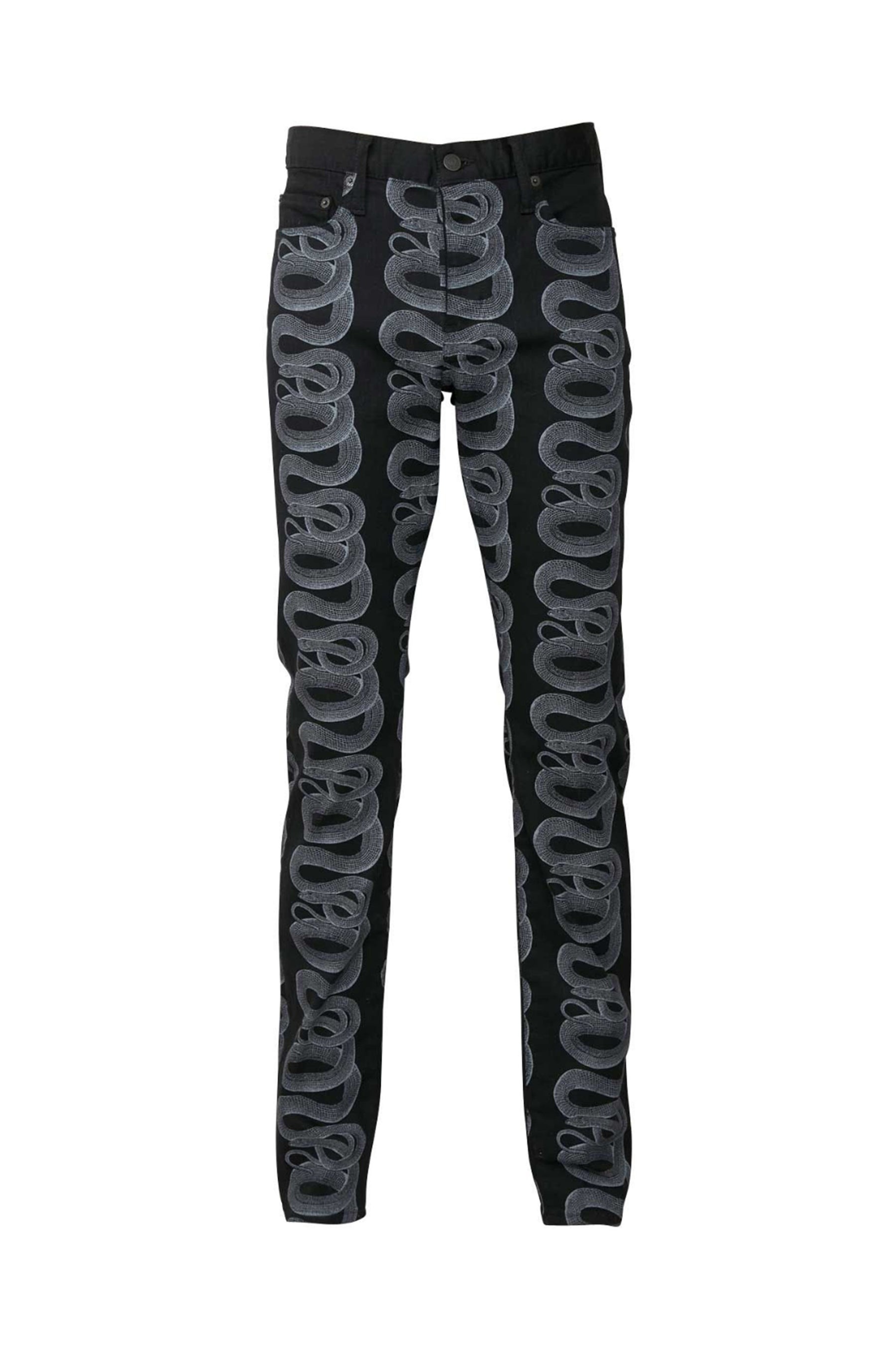 Hysteric Glamour SNAKE LOOP PATTERN SLIM DENIM PANTS / BLK 