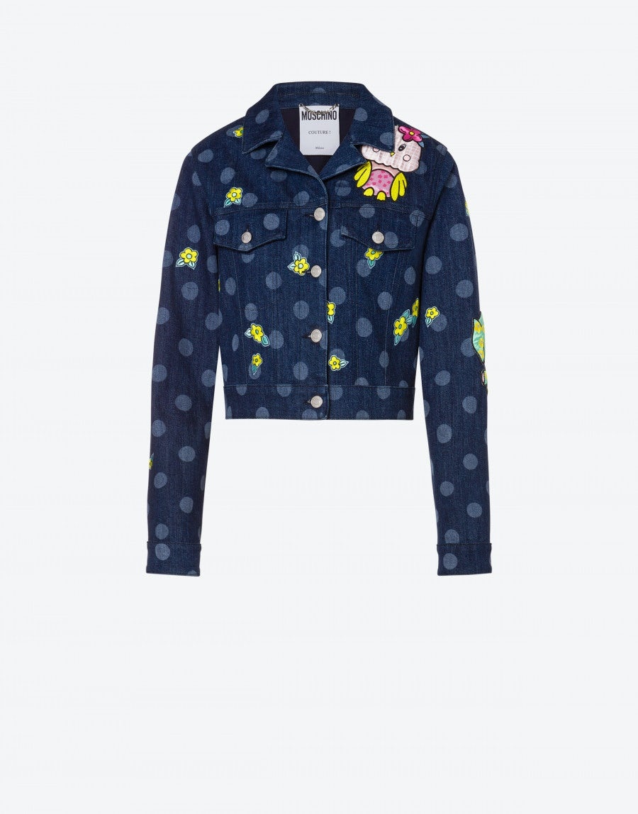 ANIMAL PATCH POLKA DOTS DENIM JACKET - 1