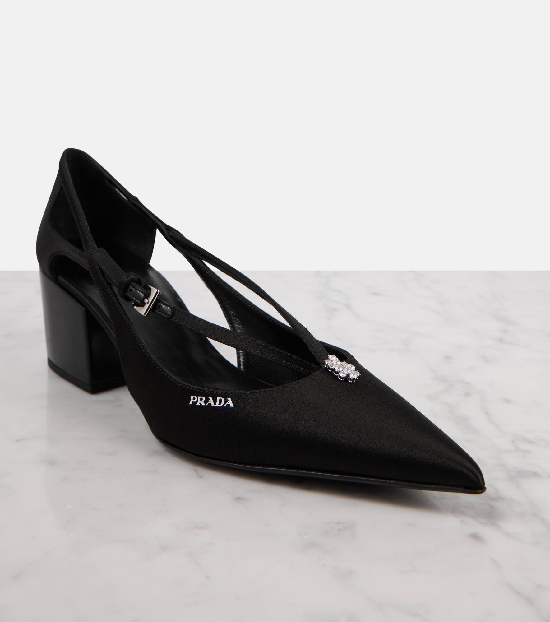 Embellished cutout satin pumps - 5