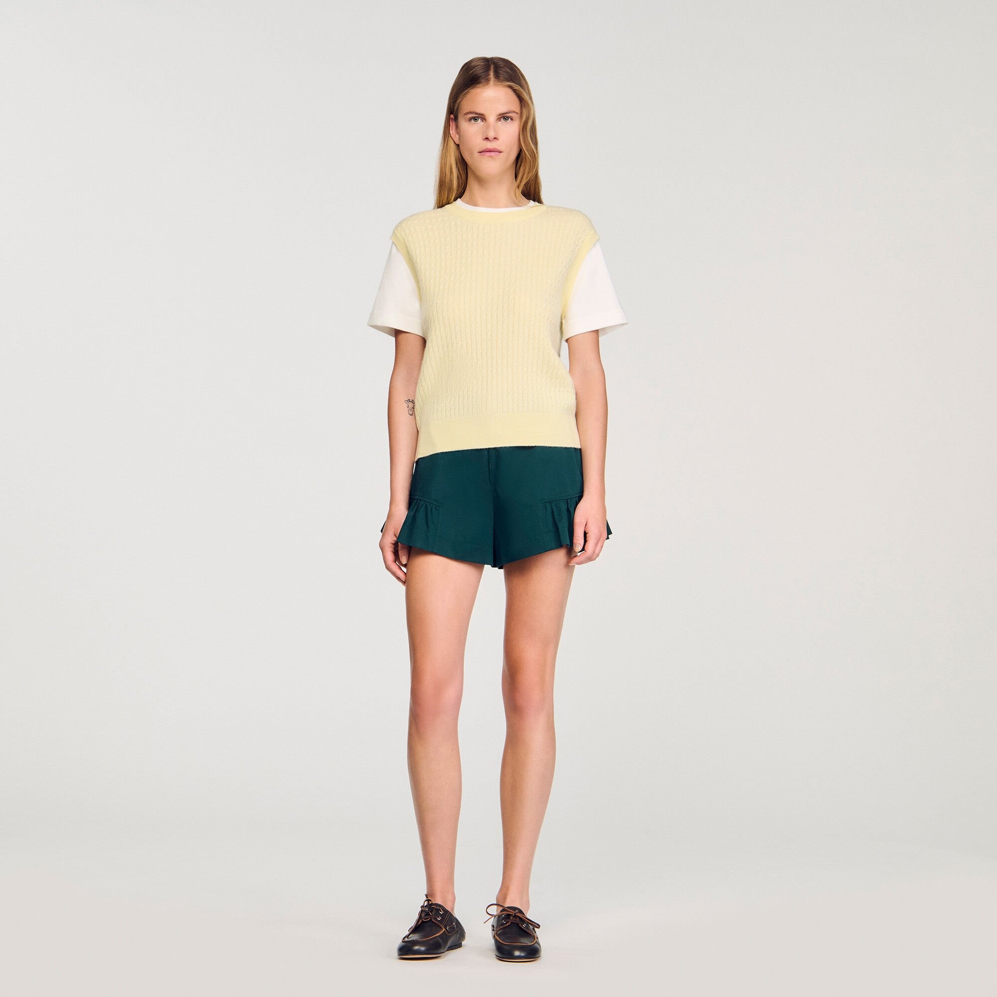 DUAL-MATERIAL KNIT SWEATER - 2