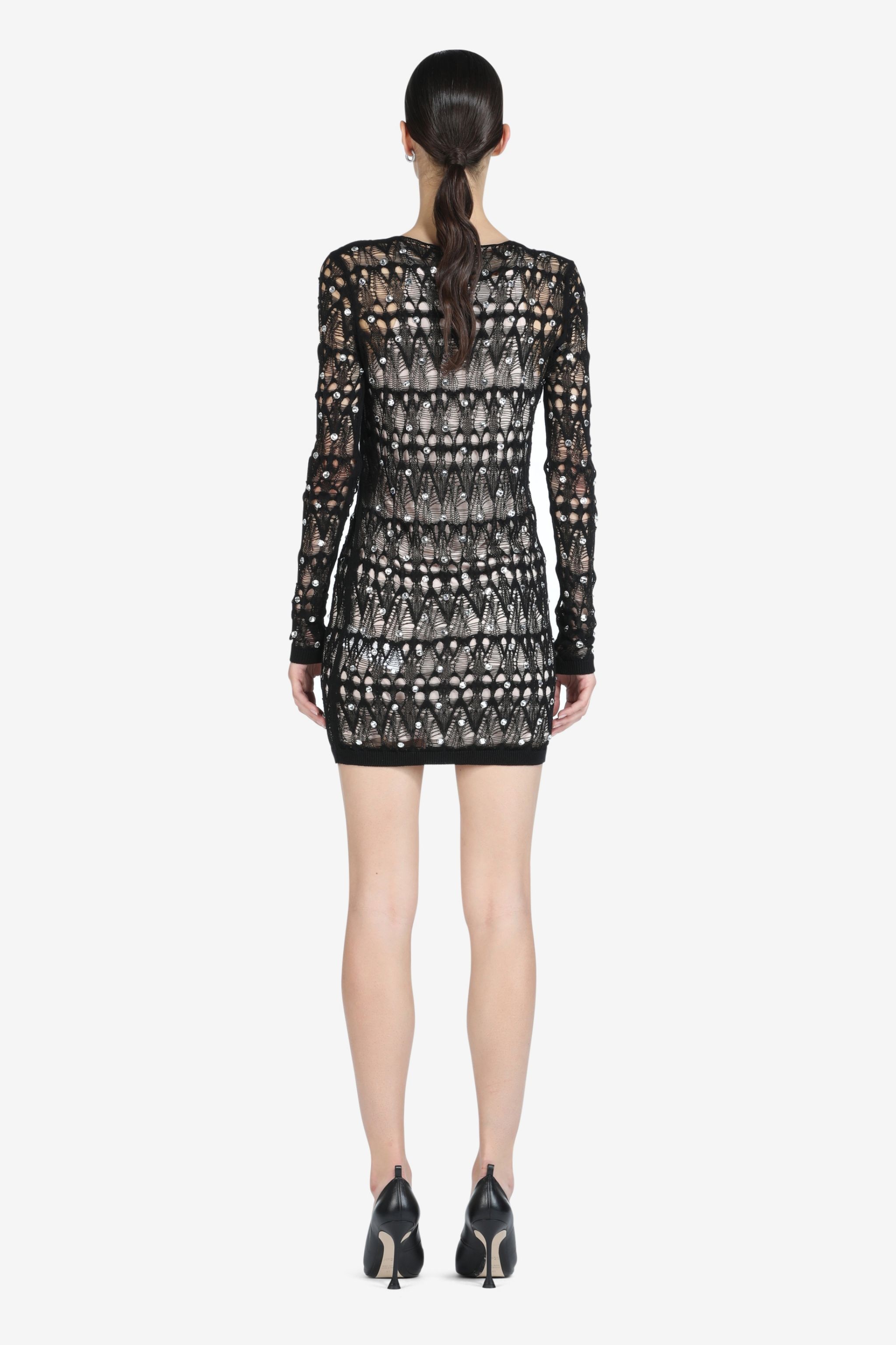 CRYSTAL-EMBELLISHED KNIT MINI DRESS - 2