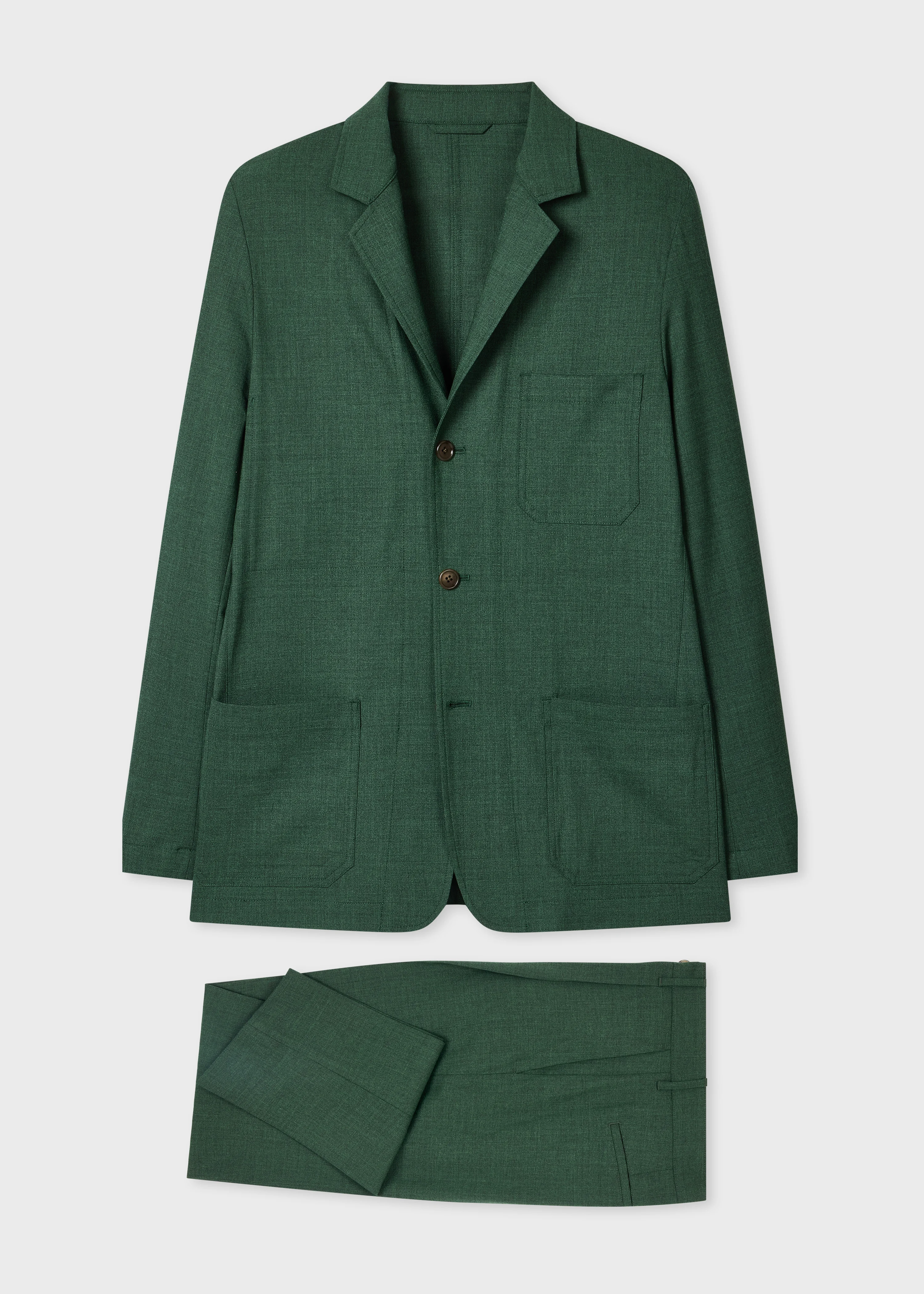 Dark Green Overdyed Marl Wool Suit - 1
