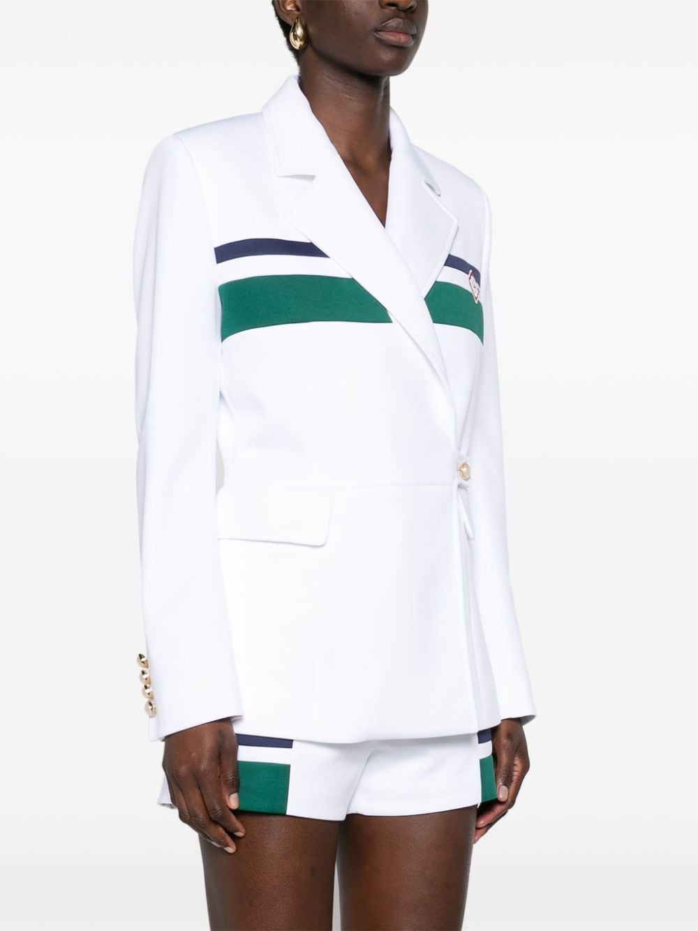 logo-patch double-breasted blazer - 3