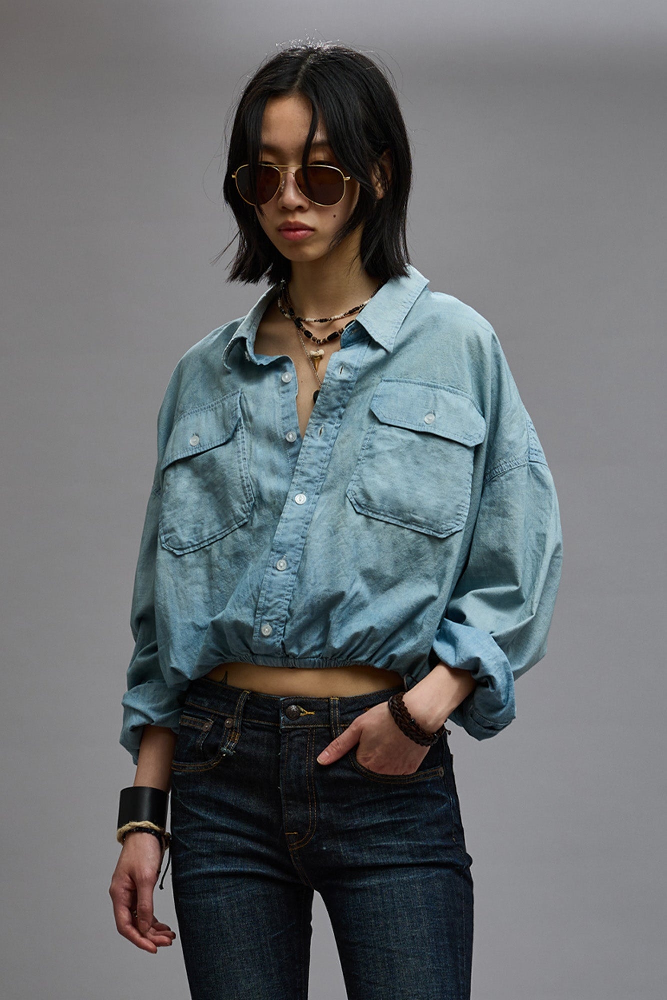 CROSSOVER UTILITY BUBBLE SHIRT - VINTAGE BLUE - 3