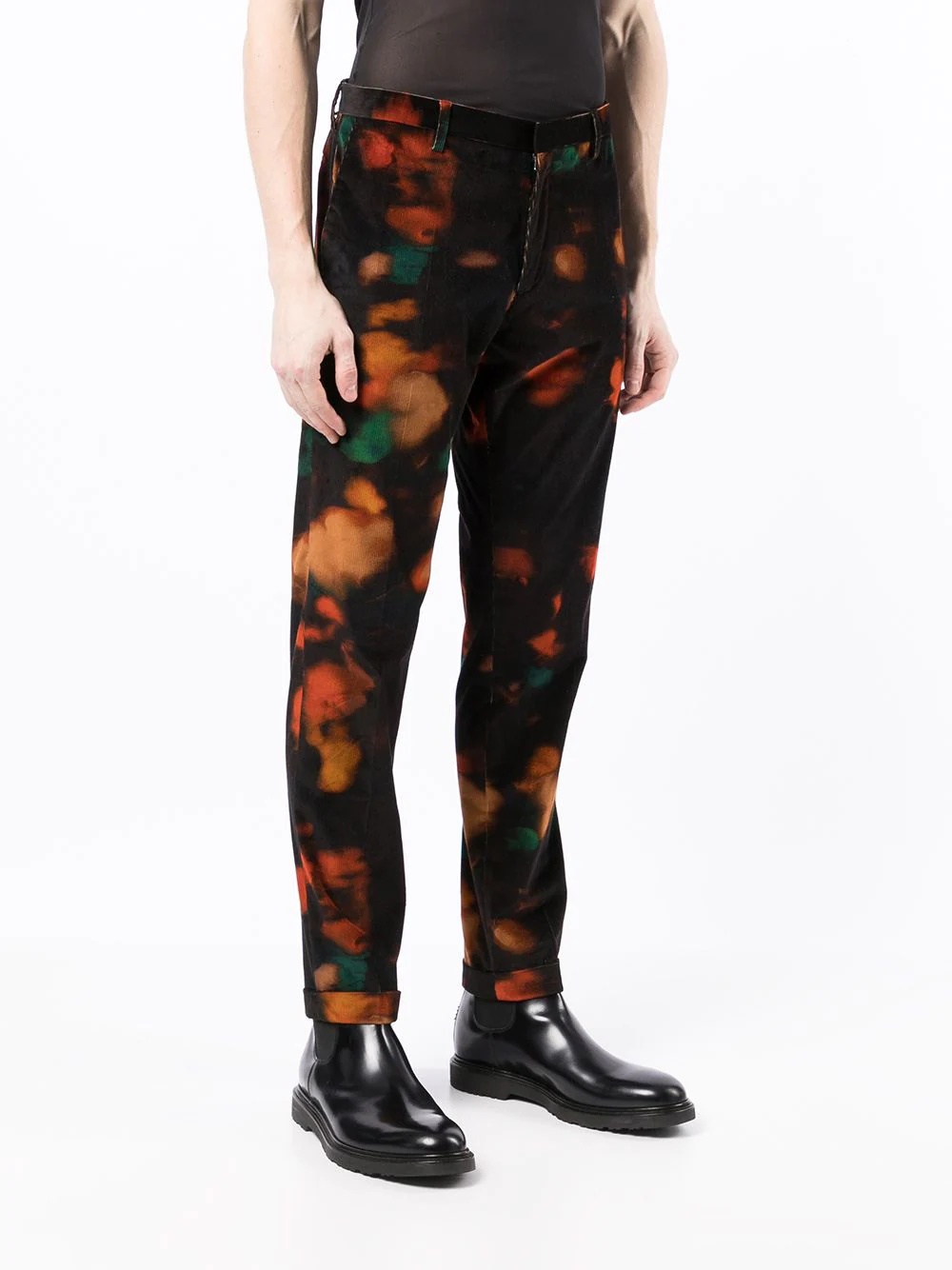 abstract-print corduroy slim-fit trousers - 3