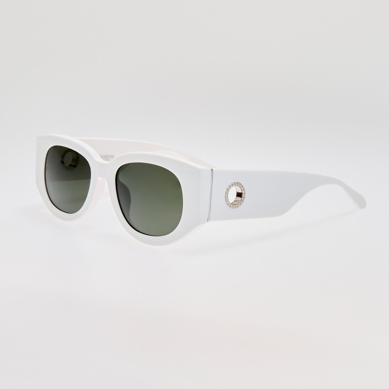 LINDA FARROW Debbie Sunglasses in White with  Diamond outlook
