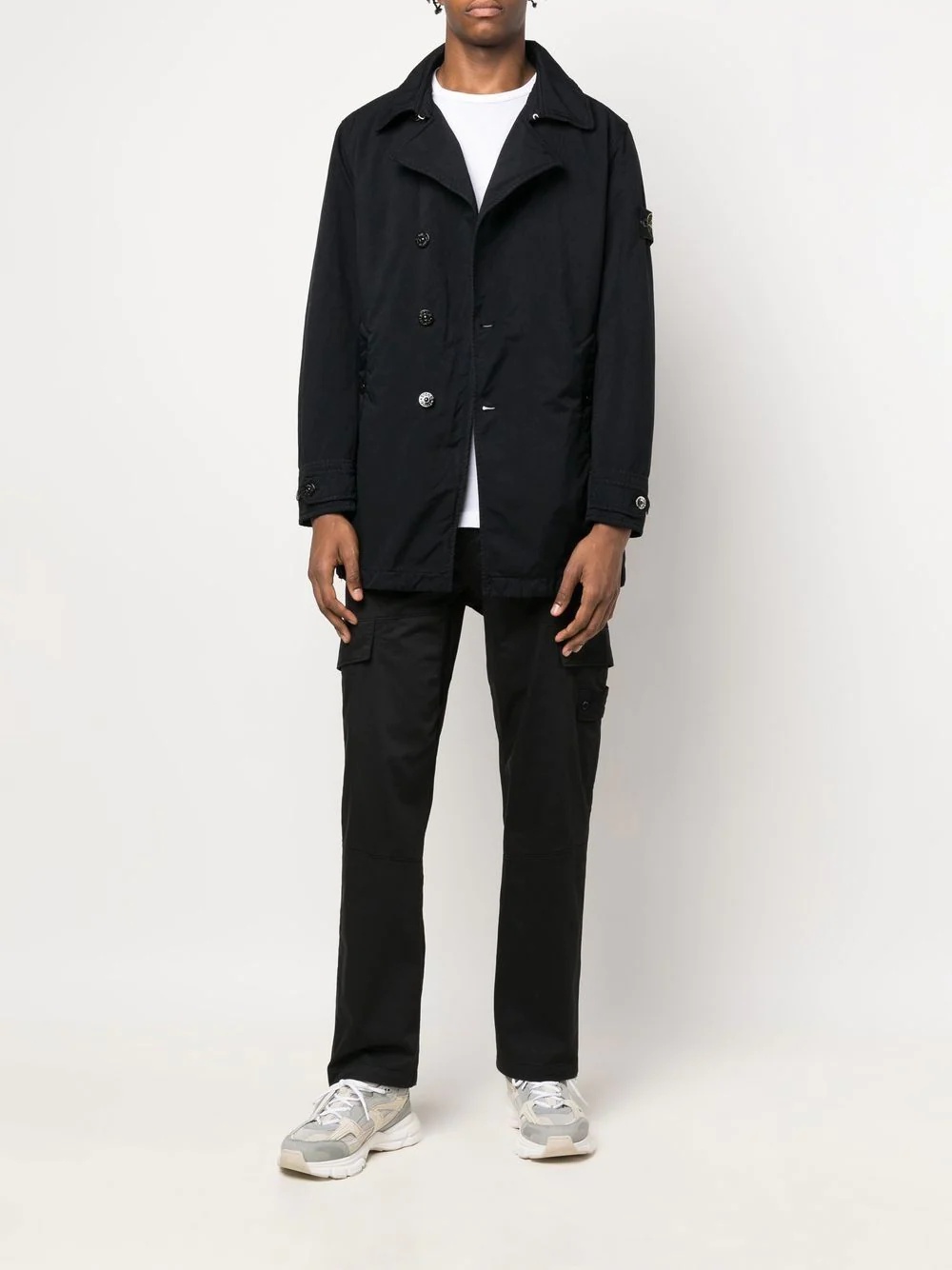 asymmetric button-fastening peacoat - 2