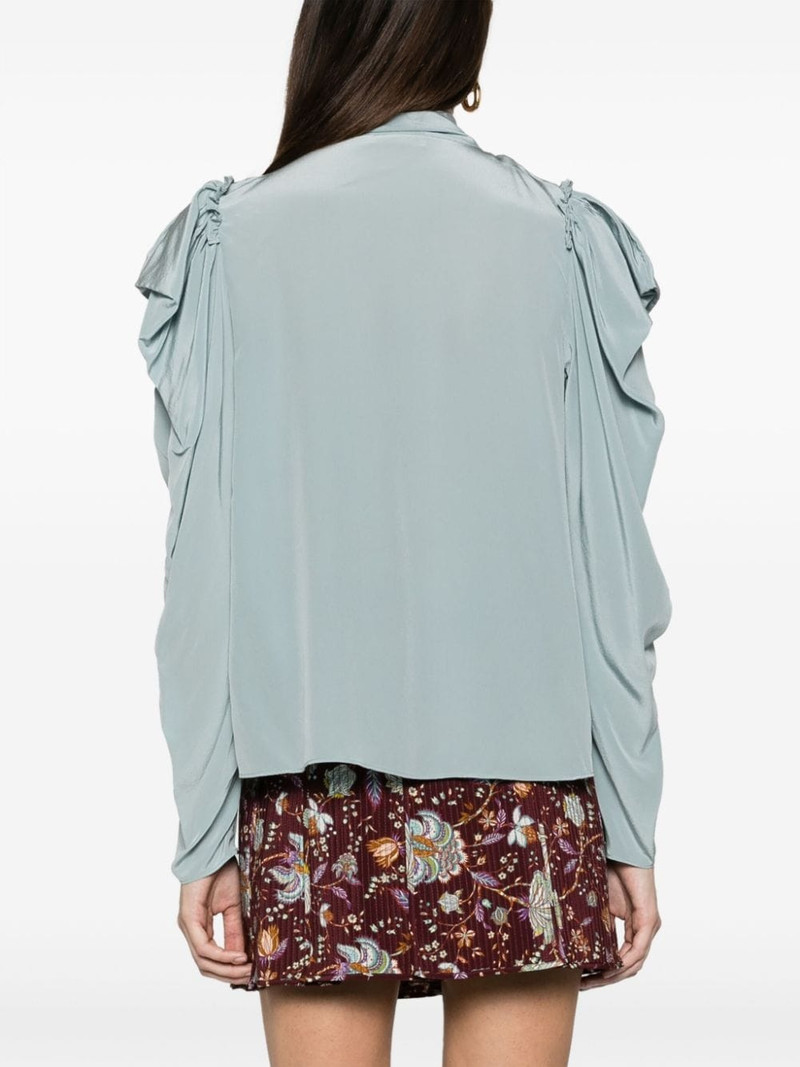 gathered-tie neck silk blouse 4