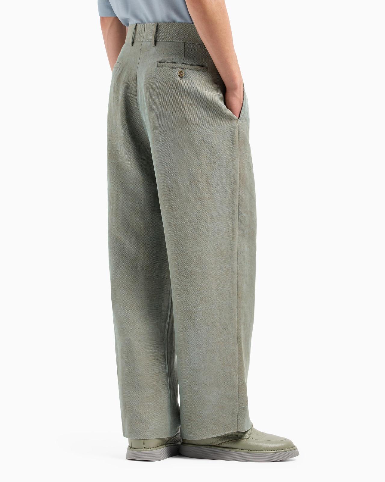 FLAT-FRONT TROUSERS IN IRIDESCENT LINEN TWILL - 3