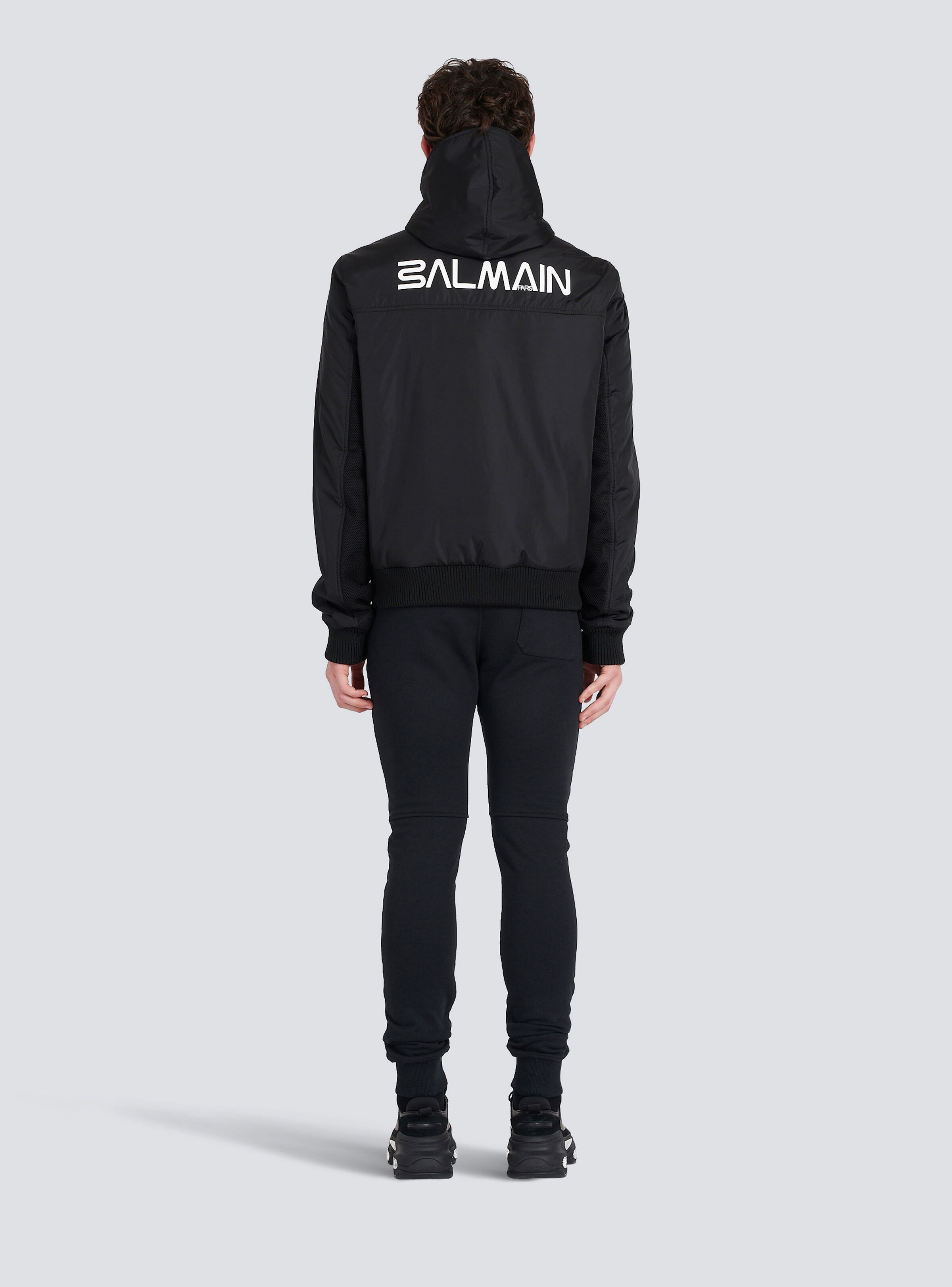 Zipped bomber jacket with nylon hood - 4