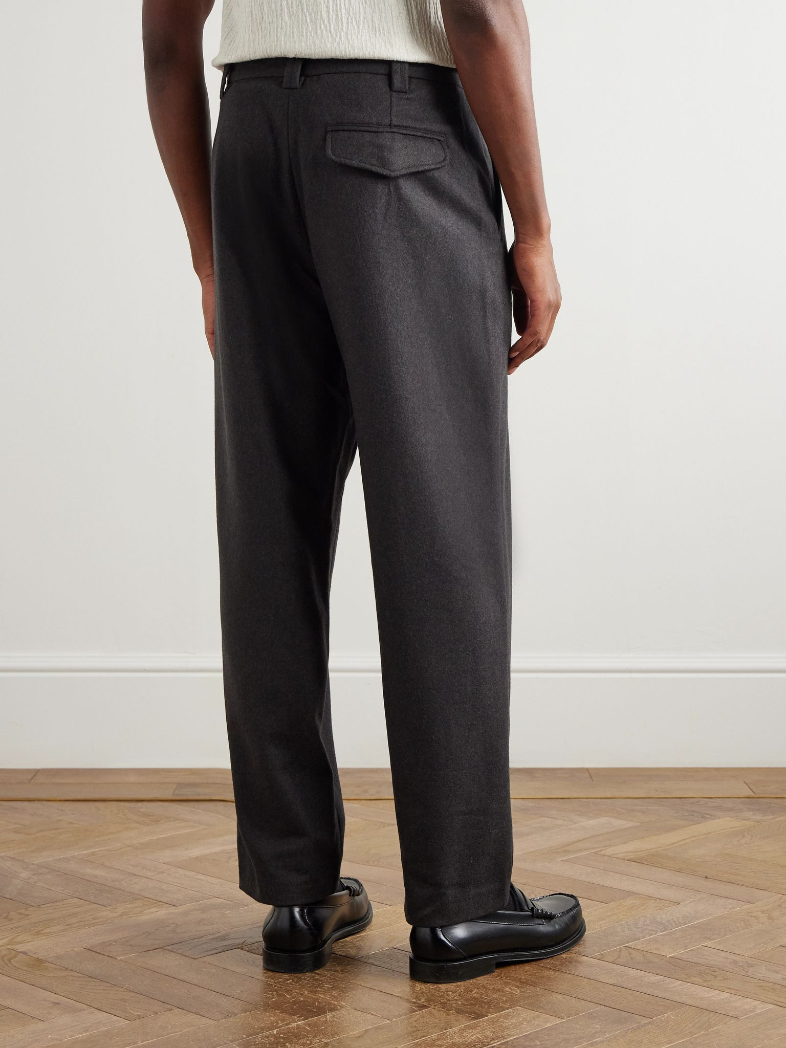 Renato Straight-Leg Pleated Wool-Blend Trousers Gray - 4
