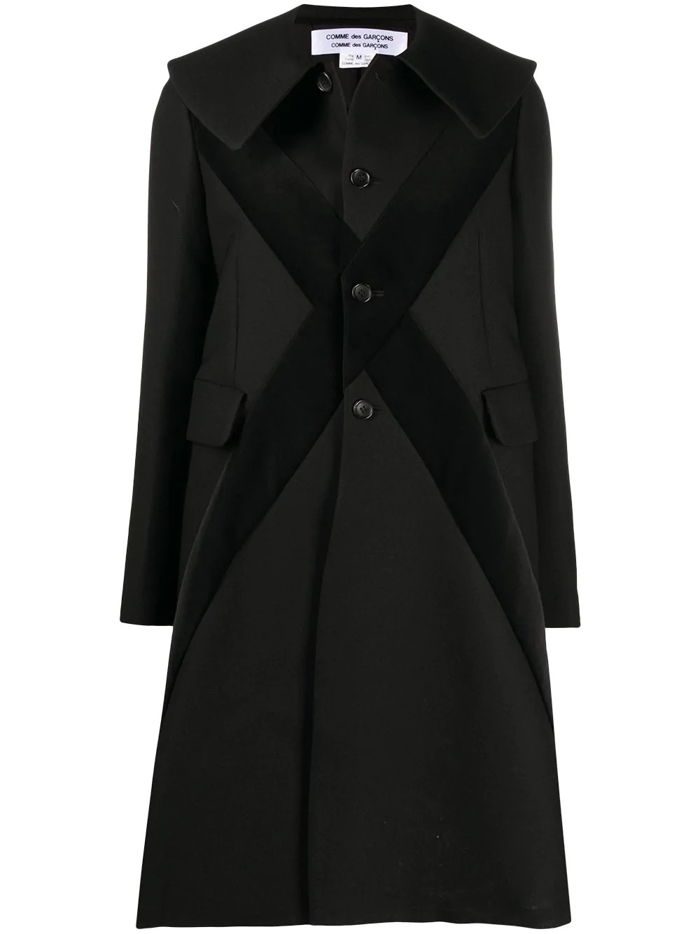 contrast cross pea coat - 1