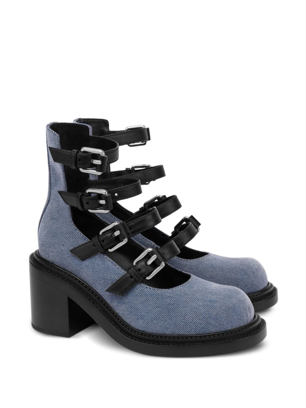buckle-strap denim pumps - 2