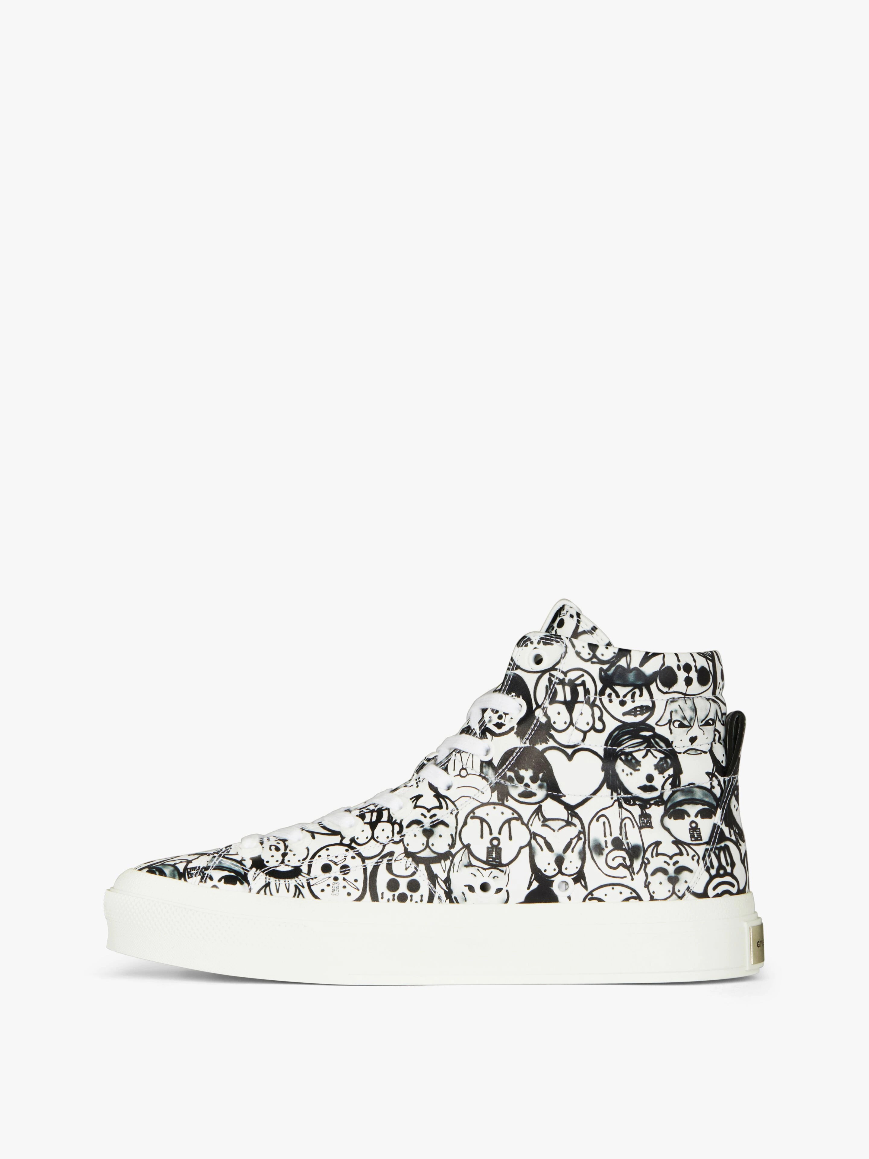 HIGH CITY SNEAKERS IN LEATHER WITH TAG EFFECT PRINTS - 3