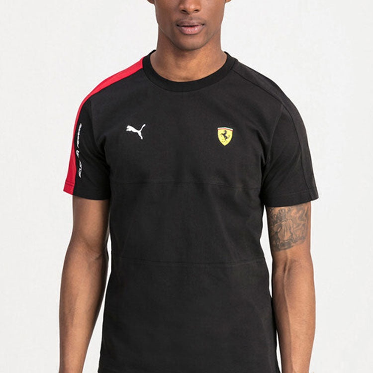 PUMA Ferrari Series Athleisure Casual Sports Splicing Round Neck Short Sleeve Black 595427-02 - 4