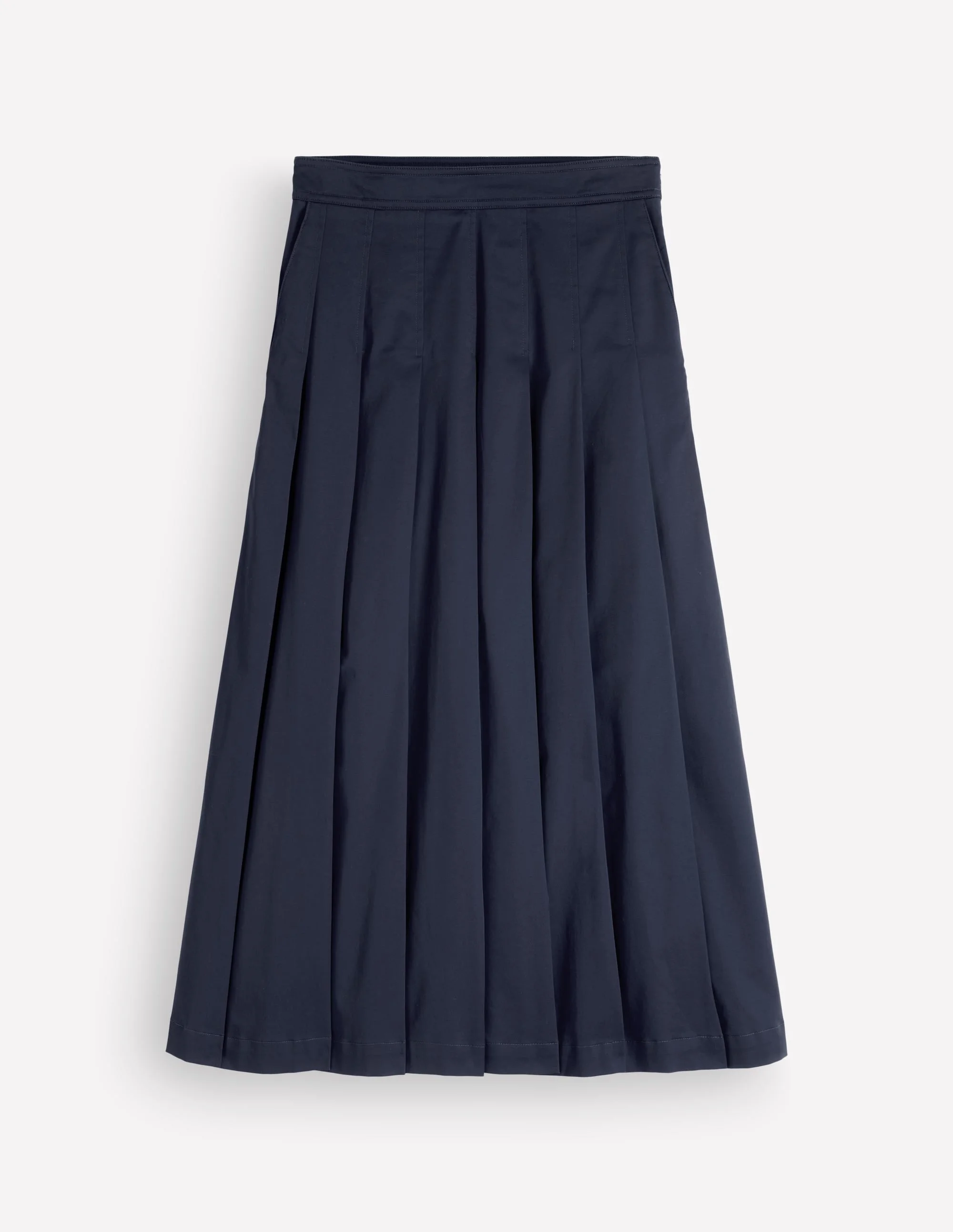 Aya cotton sateen Midi Skirt-Navy - 1