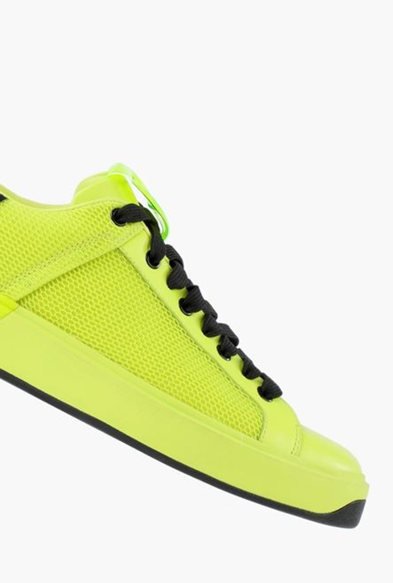 EXCLUSIVE - Smooth leather and yellow mesh B-Court sneakers 6