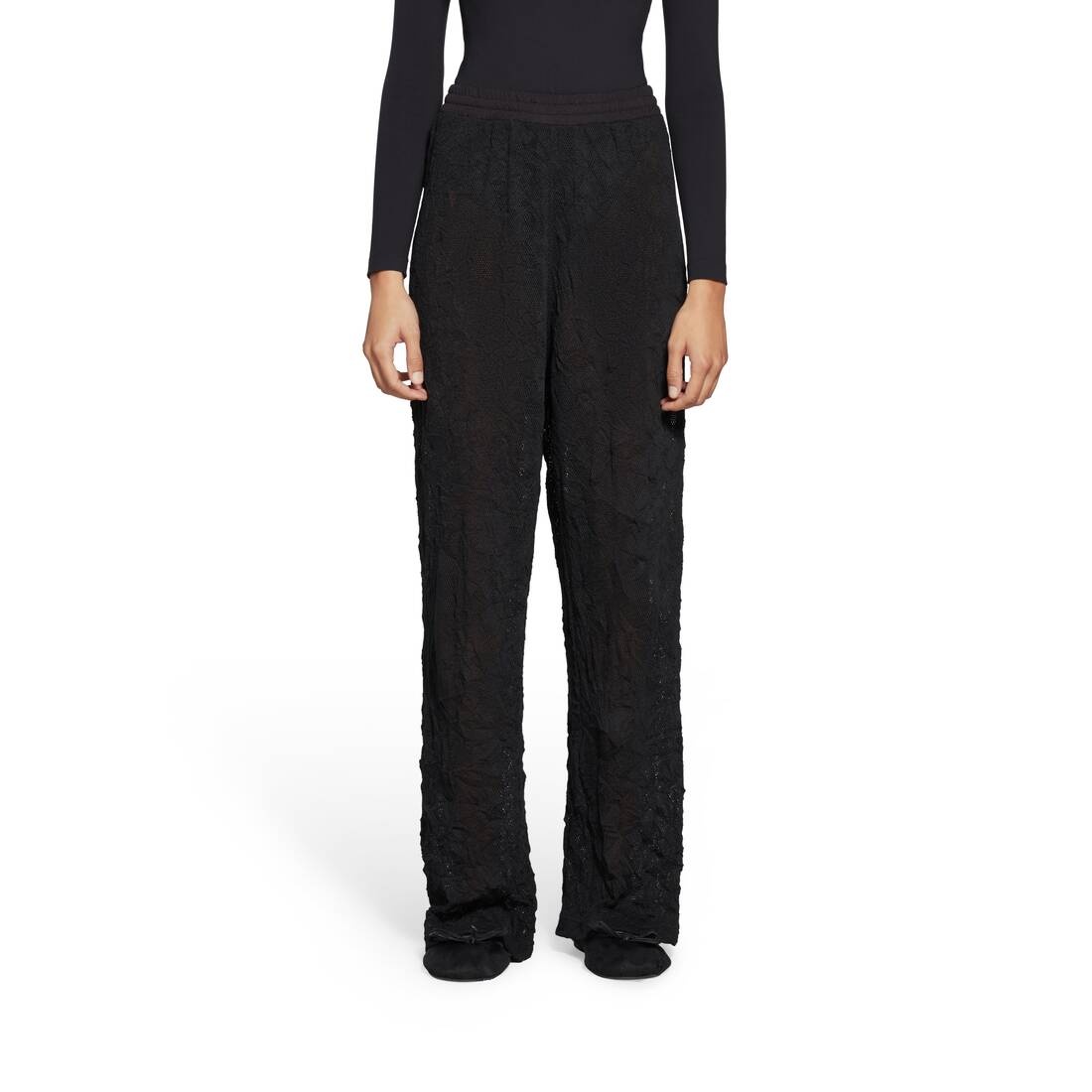 Mesh Baggy Sweatpants in Black - 5