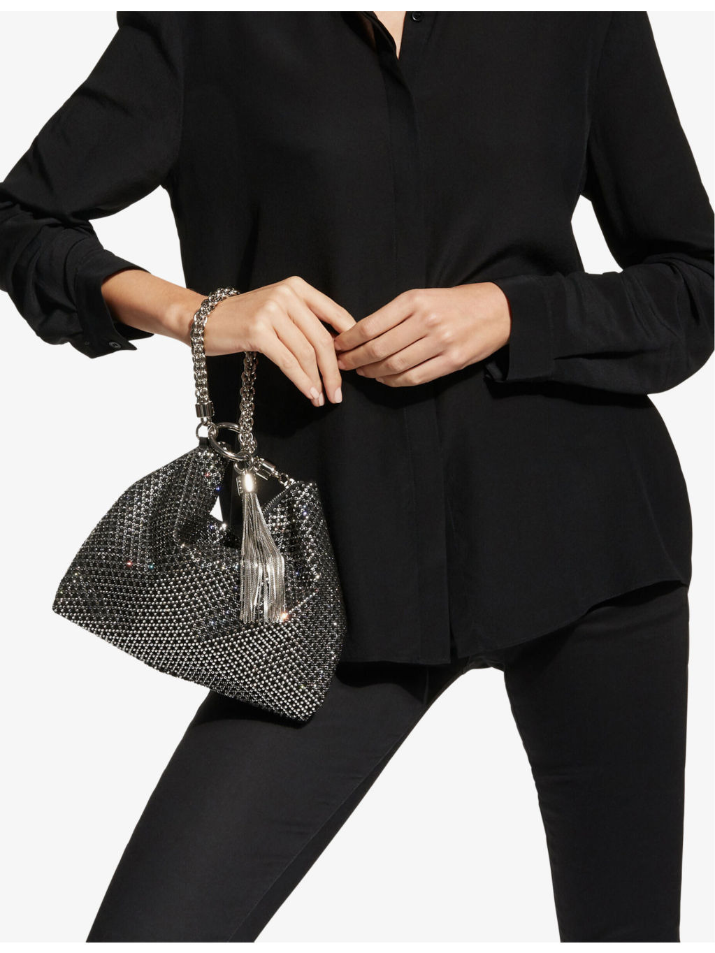 Callie crystal-embellished leather clutch bag - 2