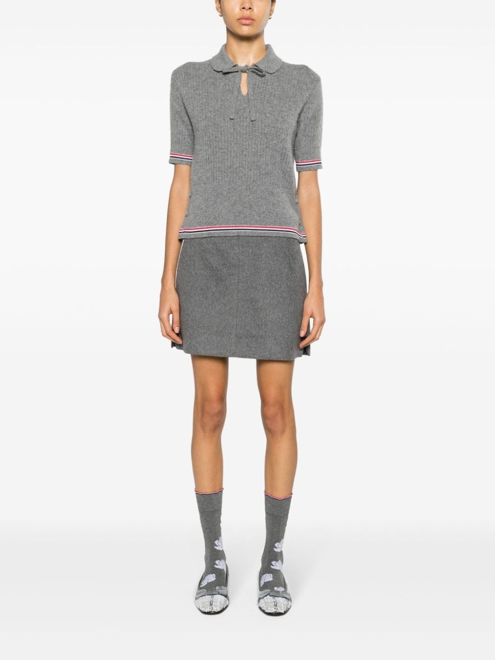 RWB-stripe knitted T-shirt - 2